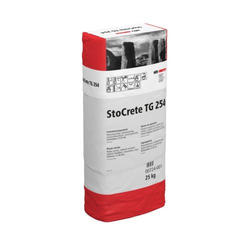 StoCrete TG 254 , Ремонтен разтвор, сулфатоустойчив, модифициран с пластмаса, циментово свързан, дебелина на слоя 12-50 мм, 25 кг
